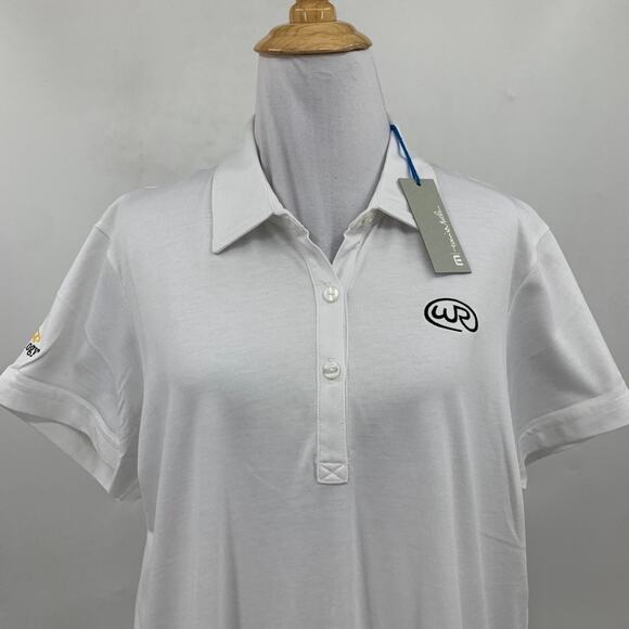 Travis Mathew Polo Shirt Womens XL White Pima Cotton Starr Wickenburg Golf *Logo - Picture 3 of 13